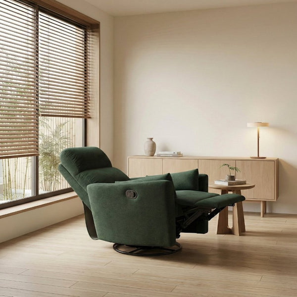 English Elm Luxurious Swivel Glider Recliner with Pocket Coil Support and Microfiber Upholstery Green B011P574472