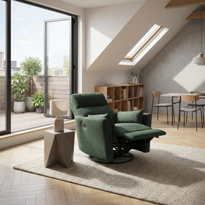English Elm Luxurious Swivel Glider Recliner with Pocket Coil Support and Microfiber Upholstery Green B011P574472