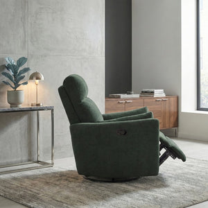 English Elm Luxurious Swivel Glider Recliner with Pocket Coil Support and Microfiber Upholstery Green B011P574472