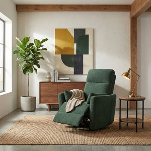 English Elm Luxurious Swivel Glider Recliner with Pocket Coil Support and Microfiber Upholstery Green B011P574472