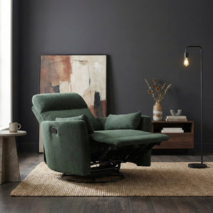 English Elm Luxurious Swivel Glider Recliner with Pocket Coil Support and Microfiber Upholstery Green B011P574472
