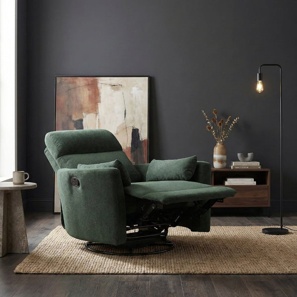 English Elm Luxurious Swivel Glider Recliner with Pocket Coil Support and Microfiber Upholstery Green B011P574472