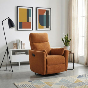 English Elm Luxurious Swivel Glider Recliner with Pocket Coil Support and Microfiber Upholstery Orange B011P574473