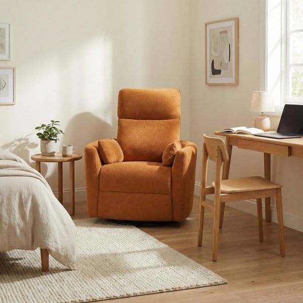 English Elm Luxurious Swivel Glider Recliner with Pocket Coil Support and Microfiber Upholstery Orange B011P574473