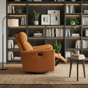 English Elm Luxurious Swivel Glider Recliner with Pocket Coil Support and Microfiber Upholstery Orange B011P574473