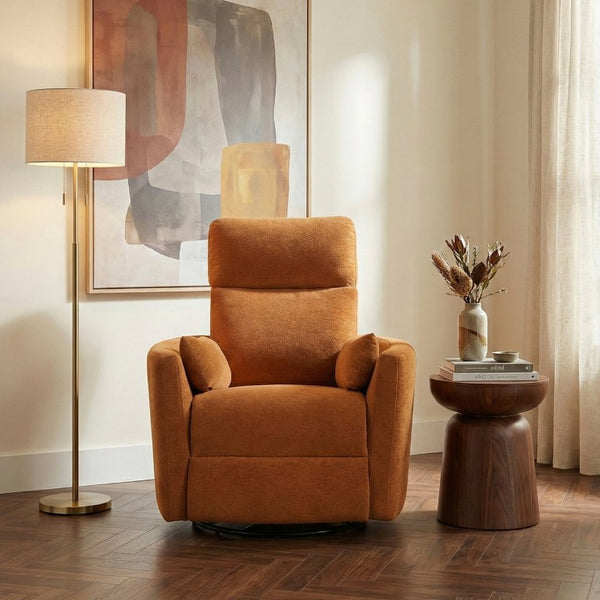 English Elm Luxurious Swivel Glider Recliner with Pocket Coil Support and Microfiber Upholstery Orange B011P574473