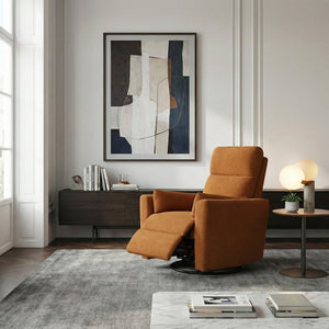 English Elm Luxurious Swivel Glider Recliner with Pocket Coil Support and Microfiber Upholstery Orange B011P574473