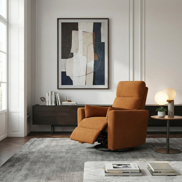 English Elm Luxurious Swivel Glider Recliner with Pocket Coil Support and Microfiber Upholstery Orange B011P574473