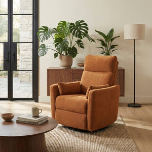 English Elm Luxurious Swivel Glider Recliner with Pocket Coil Support and Microfiber Upholstery Orange B011P574473