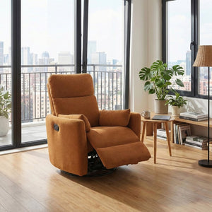 English Elm Luxurious Swivel Glider Recliner with Pocket Coil Support and Microfiber Upholstery Orange B011P574473