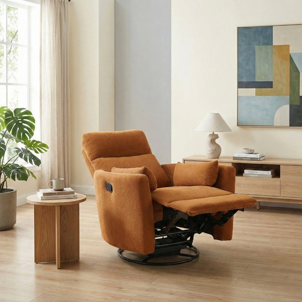 English Elm Luxurious Swivel Glider Recliner with Pocket Coil Support and Microfiber Upholstery Orange B011P574473