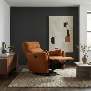 English Elm Luxurious Swivel Glider Recliner with Pocket Coil Support and Microfiber Upholstery Orange B011P574473