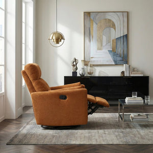 English Elm Luxurious Swivel Glider Recliner with Pocket Coil Support and Microfiber Upholstery Orange B011P574473