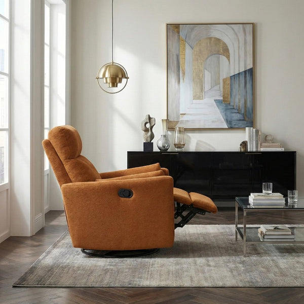 English Elm Luxurious Swivel Glider Recliner with Pocket Coil Support and Microfiber Upholstery Orange B011P574473