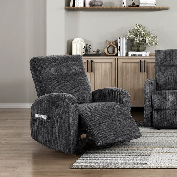 English Elm Reclining Wall Hugger Chair Microfiber Pocket Coil Foam Seat Modern Living Room Dark Gray 29 L x 38 W x 39.5 H B011P574479