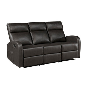 English Elm Double Reclining Faux Leather Sofa with Pocket Coils and Wall Hugger Space Saving Design B011P574487