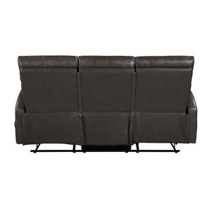 English Elm Double Reclining Faux Leather Sofa with Pocket Coils and Wall Hugger Space Saving Design B011P574487