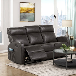 English Elm Double Reclining Faux Leather Sofa with Pocket Coils and Wall Hugger Space Saving Design B011P574487