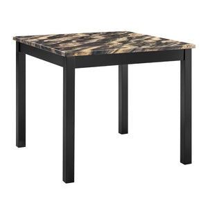 English Elm 5Pc Counter Height Dining Set Square Faux Marble Gold Frame Upholstered Stools B011P574494