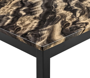 English Elm 5Pc Counter Height Dining Set Square Faux Marble Gold Frame Upholstered Stools B011P574494