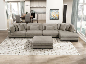 English Elm Ottoman Corduroy Upholstered Square Modular Accent Piece with Textured Channels for Living Rooms B011P575181