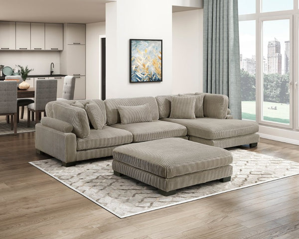 English Elm Ottoman Corduroy Upholstered Square Modular Accent Piece with Textured Channels for Living Rooms B011P575181