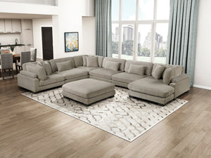 English Elm Ottoman Corduroy Upholstered Square Modular Accent Piece with Textured Channels for Living Rooms B011P575181