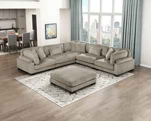 English Elm Ottoman Corduroy Upholstered Square Modular Accent Piece with Textured Channels for Living Rooms B011P575181
