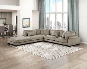 English Elm Ottoman Corduroy Upholstered Square Modular Accent Piece with Textured Channels for Living Rooms B011P575181