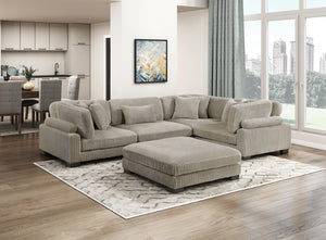 English Elm Ottoman Corduroy Upholstered Square Modular Accent Piece with Textured Channels for Living Rooms B011P575181