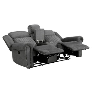 English Elm Double Reclining Loveseat with Console Storage Microfiber Upholstered Seating B011P575186