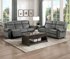 English Elm Double Reclining Loveseat with Console Storage Microfiber Upholstered Seating B011P575186