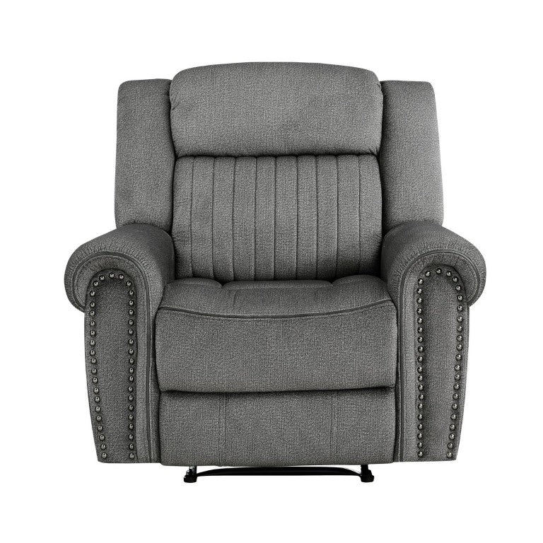 English Elm Reclining Chair Microfiber Upholstered with Nailhead Trim and Pocket Coil Comfort B011P575187