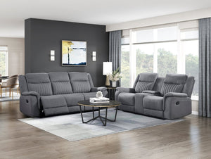 English Elm Double Reclining Sofa Microfiber Upholstered with Pocket Coil Support for Modern Living B011P575188