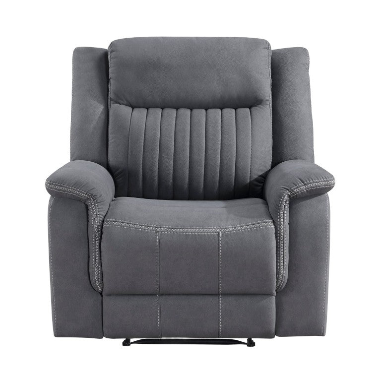 English Elm Reclining Chair with Pocket Coil Support Gray Microfiber Upholstery for Modern Living B011P575190