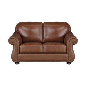 English Elm Love Seat Top-Grain Leather Loveseat with Nailhead Trim and Pocket Coil Support B011P575198