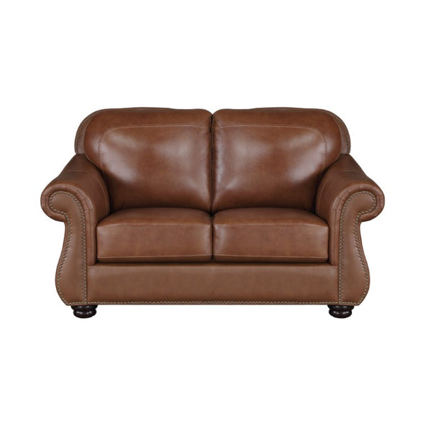 English Elm Love Seat Top-Grain Leather Loveseat with Nailhead Trim and Pocket Coil Support B011P575198
