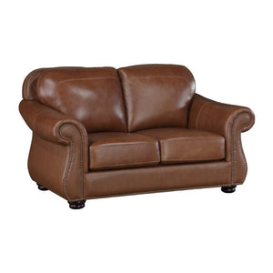 English Elm Love Seat Top-Grain Leather Loveseat with Nailhead Trim and Pocket Coil Support B011P575198