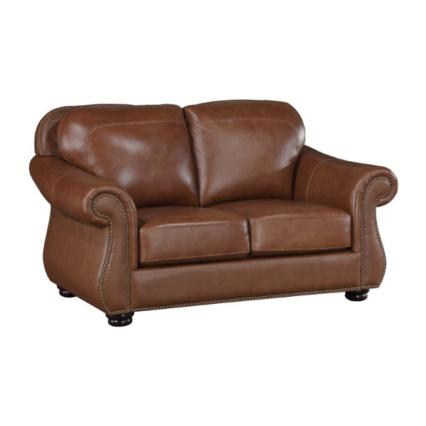 English Elm Love Seat Top-Grain Leather Loveseat with Nailhead Trim and Pocket Coil Support B011P575198