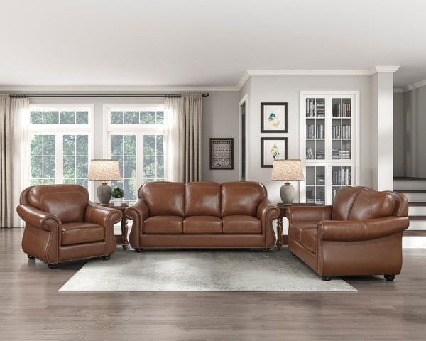 English Elm Love Seat Top-Grain Leather Loveseat with Nailhead Trim and Pocket Coil Support B011P575198