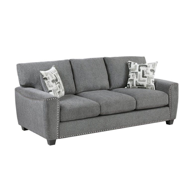 English Elm Sofa Three Seat Chenille Upholstered with Nailhead Trim and Pocket Coil Support B011P575202