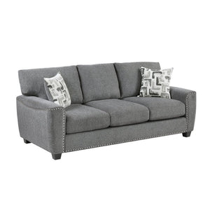 English Elm Sofa Three Seat Chenille Upholstered with Nailhead Trim and Pocket Coil Support B011P575202