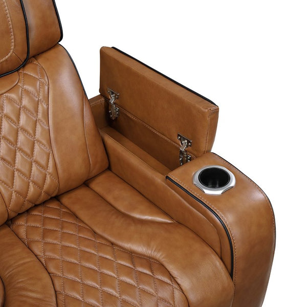 English Elm Power Reclining Sofa with Top-Grain Leather LED Lighting Massage and USB Charging B011P575206