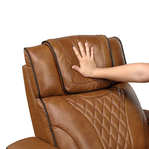 English Elm Power Reclining Sofa with Top-Grain Leather LED Lighting Massage and USB Charging B011P575206