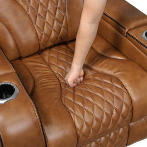 English Elm Power Reclining Sofa with Top-Grain Leather LED Lighting Massage and USB Charging B011P575206