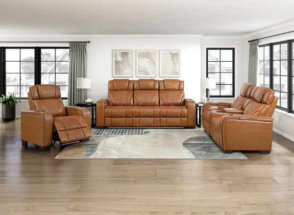 English Elm Power Reclining Sofa with Top-Grain Leather LED Lighting Massage and USB Charging B011P575206