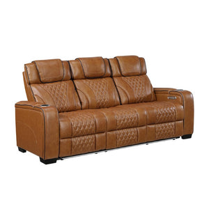 English Elm Power Reclining Sofa with Top-Grain Leather LED Lighting Massage and USB Charging B011P575206