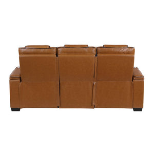 English Elm Power Reclining Sofa with Top-Grain Leather LED Lighting Massage and USB Charging B011P575206