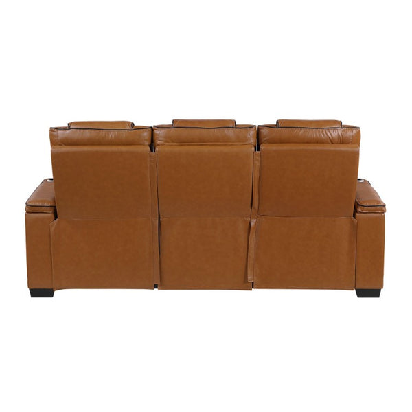 English Elm Power Reclining Sofa with Top-Grain Leather LED Lighting Massage and USB Charging B011P575206