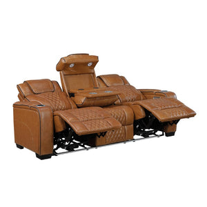 English Elm Power Reclining Sofa with Top-Grain Leather LED Lighting Massage and USB Charging B011P575206